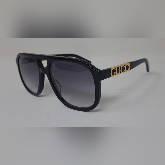 Gucci Women's Sunglasses Unisex GG1188S 002 Pilot Aviator Black Grey 58-17-140 - Picture 5 of 16